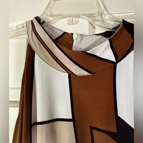 Chicio’s wideleg jumosuit, halter style top, brown/black/off white, sz 3(16) - Picture 6 of 7